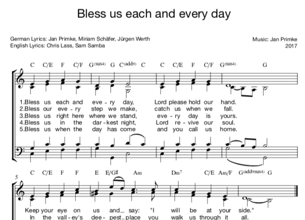Bless us each and every Day - German blessing